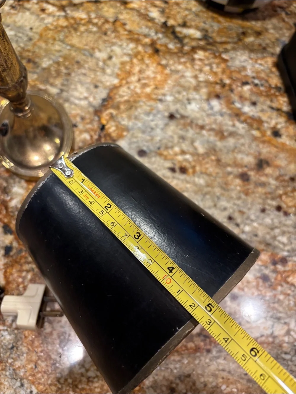 Vintage Heyco Brass Table Lamp with Black Shade -